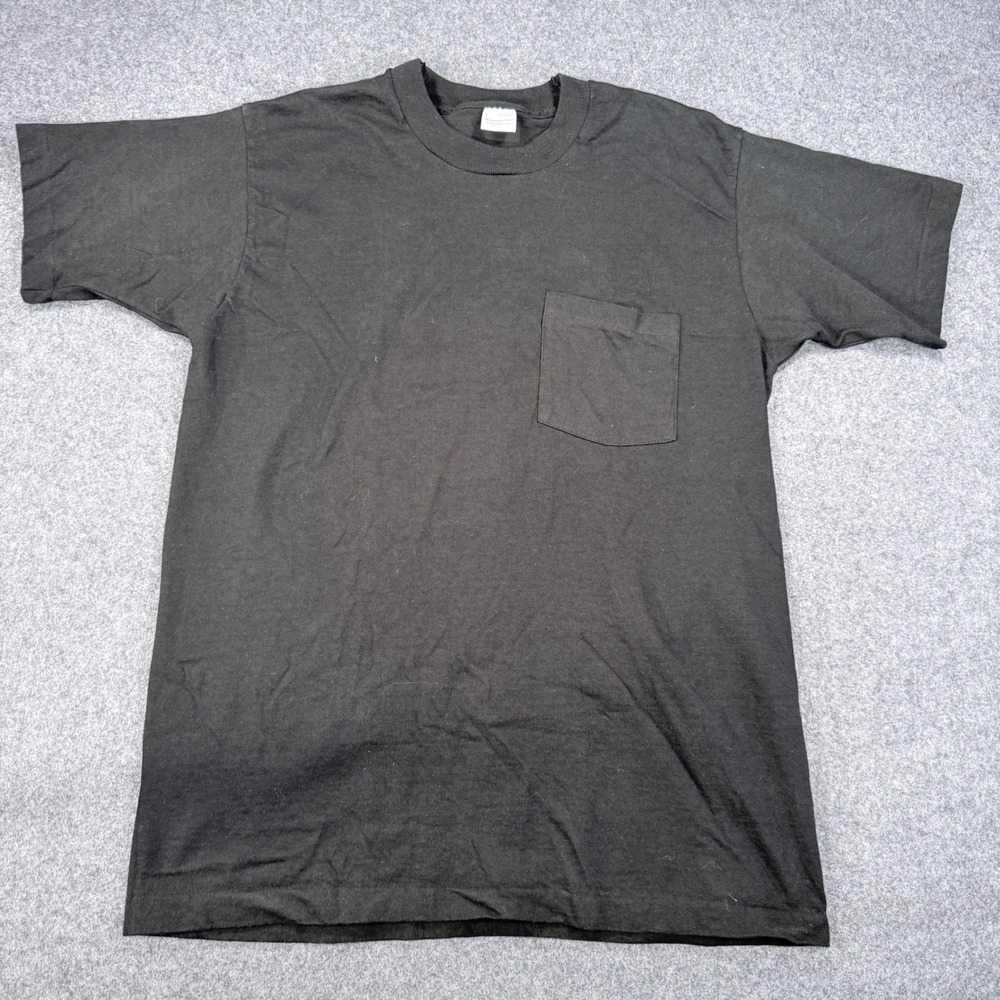 Vintage Slammer USA Munsingwear Black Pocket T-Shirt Single Stitch Made in USA L
